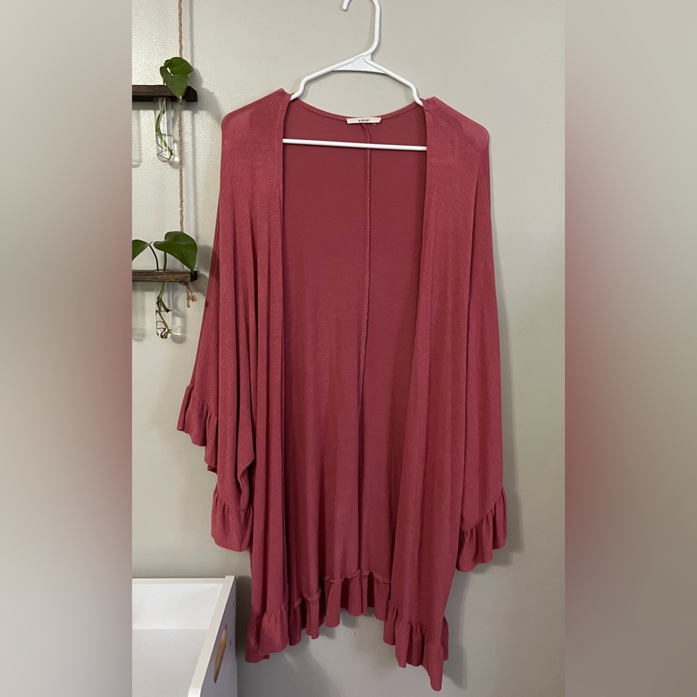 Easel, deep pink flowy cardigan, Size M